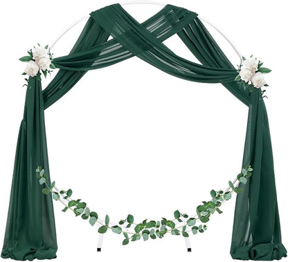 Socomi Wedding Arch Draping Fabric 1 Panel 29" x 19Ft Emerald Green Sheer Chiffon Curtain Drapes 6 Yards for Wedding Ceremony Birthday Party Decoration