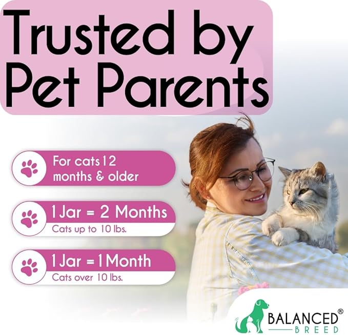 Balanced Breed L-Lysine Cats Immune Support Soft Chews Made in USA Vet-Pharmacist Approved Seasonal Allergy Relief Cat Vitamins Indoor Cats Supplements Krill Oil Asthma Relief Cat Lysine Treats NonGMO-Mewly Pet