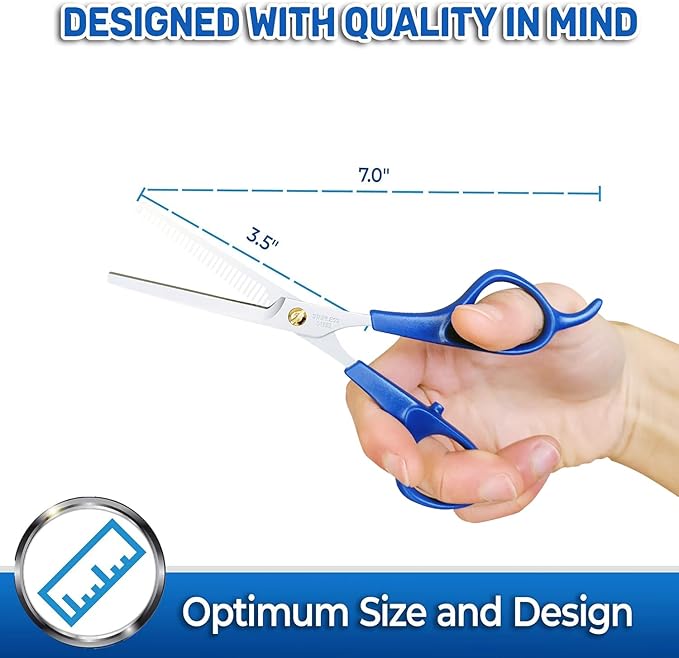 PET MAGASIN Dog Grooming Scissors Straight Thinning Blue Stainless Steel Professional Grooming Shears for Dogs and Pets-Mewly Pet