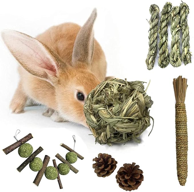 Hamiledyi Rabbit Seagrass Mat Bunny Chew Toys for Teeth Hanging Activity Mat Rabbit Enrichment Activity Mat Small Animal Toys for Hamster Guinea Pigs Gerbil Birds-Mewly Pet