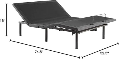 Lucid L600 Adjustable Bed Base Frame - Full Size - Zero Gravity - Bluetooth - Companion App - Head and Foot Incline - Interactive Dual Massage - Under Bed Lighting - Wireless Remote - Dual USB Ports