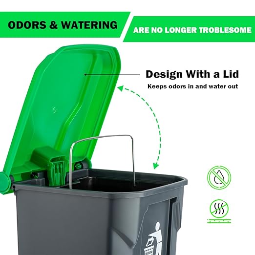 MXF Pooper Scooper Set - 28" Dog Pooper Scooper & Long Handle Stainless Metal Tray&Rake, 15 Litre Step Dog Poop Trash Can w/Removable Inner Bucket, 20 Waste Bags for Outdoors-Mewly Pet