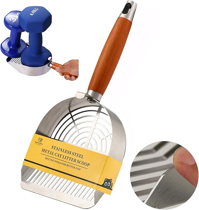 Stainless Steel Extra Thick Cat Litter Scoop (Optional Holder) (Extra Thick Scoop only)-Mewly Pet