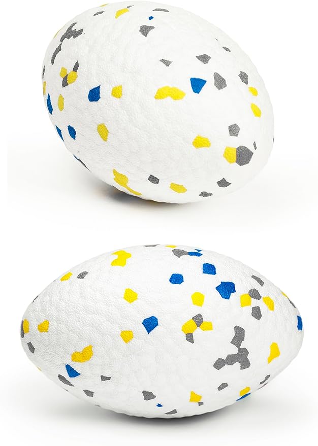 4.72" Indestructible Large Rugby Balls for Aggressive Chewers Durable Olive Bouncy Interactive Football Toy for Dogs Fetch Game Lightweight Floating Outdoor Training, White-Mewly Pet