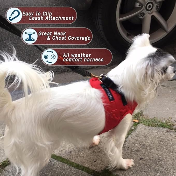 Comfort Fit No Pull Step-in Dog Harness – XS Harness for Small Medium Dogs, Easy Walk Adjustable Vest for Puppy or Service Dog – Soft Padded, Lightweight – Red-Mewly Pet