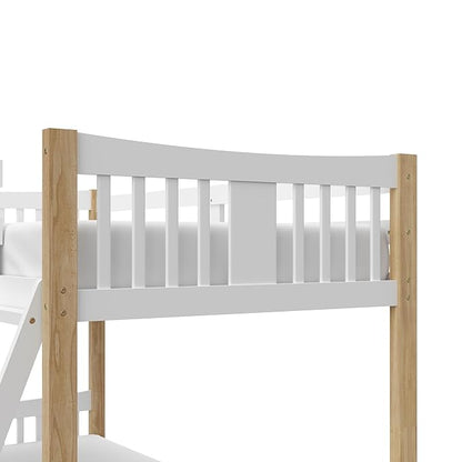 Storkcraft Caribou Bunk Bed Twin Over Twin Bunk Bed (White with Natural) - GREENGUARD Gold Certified, Converts to 2 Individual Beds