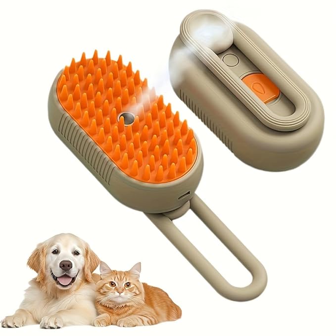 Cat Steam Brush for Shedding, 4 in 1 Rechargeable Steam Brush for Cats and Dogs, Anti-Static, Massage-Mewly Pet