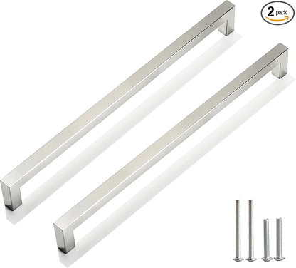 Cabinet Pulls Brushed Nickel Cabinet Handles Square Drawer Pulls, 2 Pack 12-3/5 Inch Stainless Steel Kitchen Door Cupboard Cabinet Handles, Cabinet Hardware Drawer Handles, 320mm Hole Centers