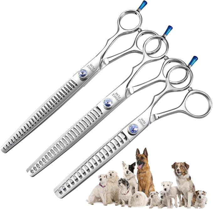 Fenice Professional 7/7.5/8 Pet Grooming Scissors Thinning Cutting Shears for Dog s/Cats Thinning Rate:70-80% (7.5 inch)-Mewly Pet