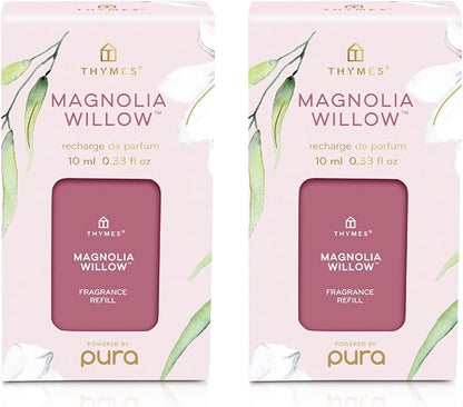 Thymes Pura Refills – 2 Pack of Oil Diffuser Scents – Long-Lasting Pura Diffuser Refills – Premium Home Fragrance – Airy Notes of Willow, Magnolia, Mandarin & Jasmine (Magnolia Willow, Pack of 2)