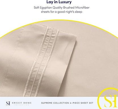 Full Size Sheet Sets - Breathable Luxury Sheets with Full Elastic & Secure Corner Straps Built In - 1800 Supreme Collection Extra Soft Deep Pocket Bedding, Sheet Set, EXTRA DEEP pocket - Full, Beige