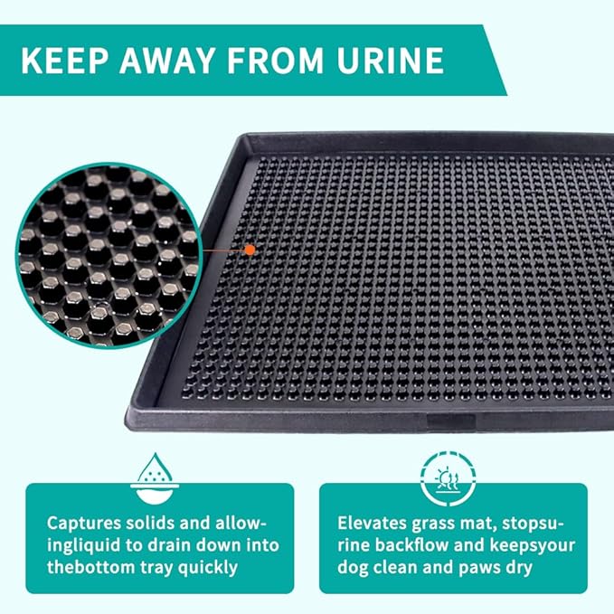 Artificial Grass Pad with Tray - 16"x20" Dog Potty for Puppy Training - with 2 PCS Reusable Replacement Fake Grass Pee Pads, Indoor/Outdoor Small Dog Litter Box for Apartment or Balcony/Patio-Mewly Pet