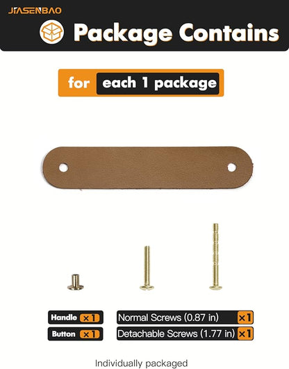 Brown Leather Drawer Pulls 6 Pack Leather Handles Cabinet knobs for Kitchen Cabinet Drawers Bathroom Dressers…