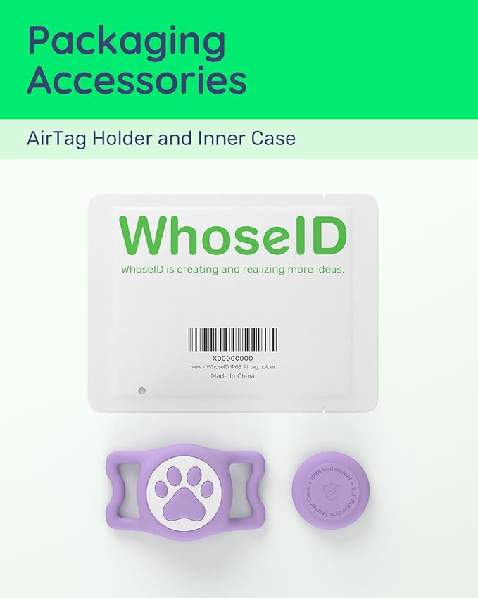 IP68 Waterpoof Dog Airtag Holder, Stretchy Silicone Full Body Covered Apple Air Tag Holder for Dog Cat Collar Fit All Width Collar (Purple, 1 Pack)-Mewly Pet