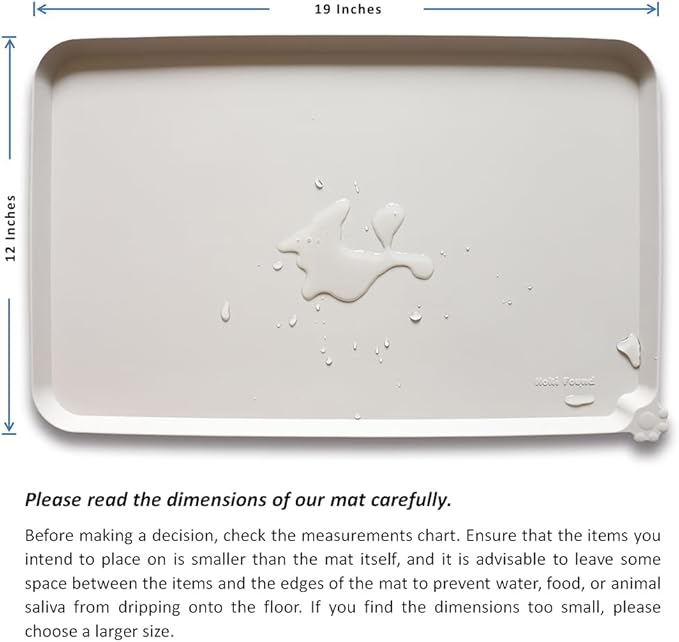 Hoki Found Silicone Pet Food Tray - High-Lips Dog Cat Bowl Mats - Waterproof Dog Cat Food Mats - Colors: Cream Brown-Mewly Pet