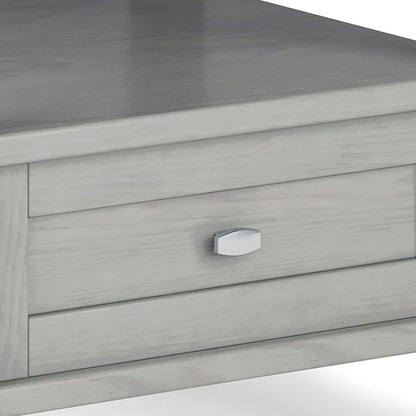 SIMPLIHOME Warm Shaker SOLID WOOD 20 Inch Wide Rectangle Transitional End Side Table in Fog Grey, For the Living Room and Bedroom