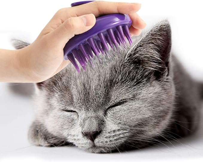 Cat Brush with Soft Rubber Pins, Washable Silicone Pet Brushes for Indoor Cats - Grooming Shedding Massage & Bath, Scratch-Free Removes Hair Mats, Tangles, and Loose Fur for Short to Long Haired-Mewly Pet
