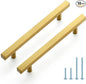 JOY DECOR 10 Pack 5 Inch Brushed Brass Square Cabinet Handles Stainless Steel Cabinet Hardware Pulls for Kitchen and Drawers with 7-3/8 Inch Overall Length