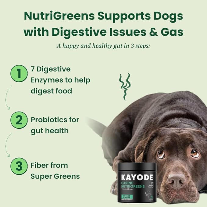 Canine NutriGreens - Natural Dog Vitamins & Probiotics for Dogs. No Messy Powder. Includes Spirulina, Kelp & Antioxidant Berry Mix. 6-in-1 Dog Supplements & Vitamins Chews. Super Greens for Dogs.-Mewly Pet
