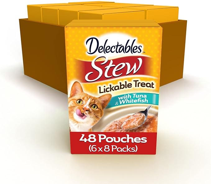 Hartz Delectables Stew Tuna & Whitefish Lickable Wet Cat Treats, 48 Count-Mewly Pet