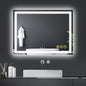 Wall-Mounted LED Square Bathroom Mirror, Makeup Mirror (32 inches x 24 inches,) 3 Color Dimming Bathroom Vanity Mirror with Lights Smart Mirror with Touch (Horizontal/Vertical)
