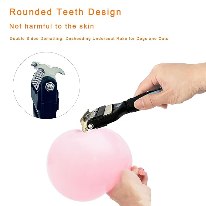 3-in-1 Pet Grooming Brush for Dogs & Cats – Double Sided Deshedding Tool with Stainless Steel Teeth, Detangler Comb & Undercoat Rake | Ergonomic Handle for Matted Fur Removal, Safe for Long/Short Hair-Mewly Pet