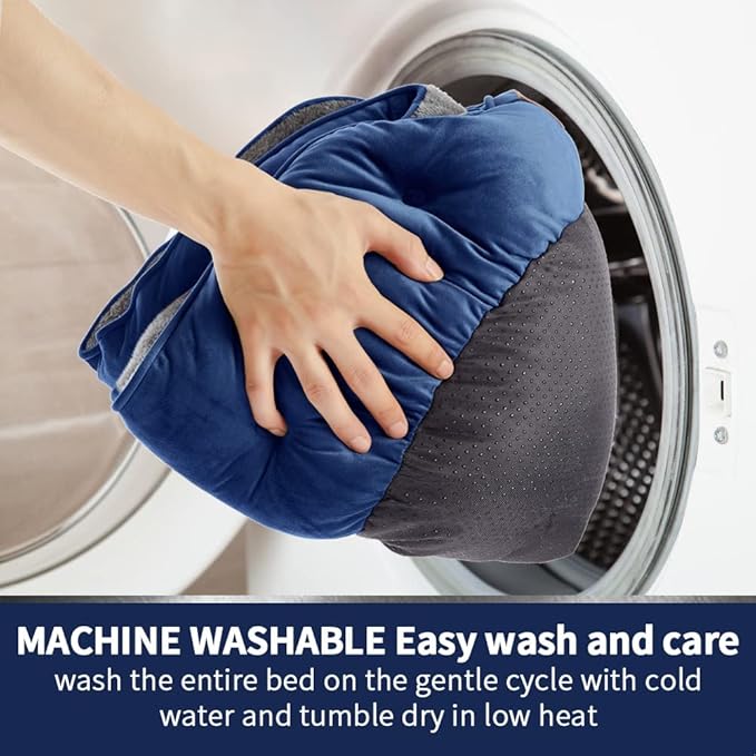 Asvin Small Dog Bed for Small Dogs, Cat Beds for Indoor Cats, Pet Bed for Puppy and Kitty, Extra Soft & Machine Washable with Anti-Slip & Water-Resistant Oxford Bottom, Blue, 20 inches-Mewly Pet