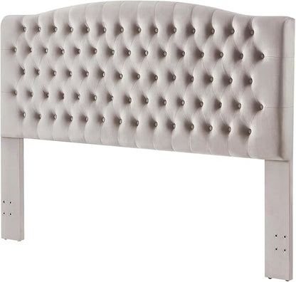 24KF Upholstered Tufted Button Velvet Headboard,Comfortable Fashional Headboard King/CA King Size,Taupe