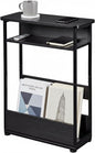 Vintage Narrow Side Table with Storage Shelf, 3 Tier Slim End Table Modern Sofa Table for Narrow and Small Spaces, 24.6 Inch Height Bedside Table Nightstand (Black, Large)