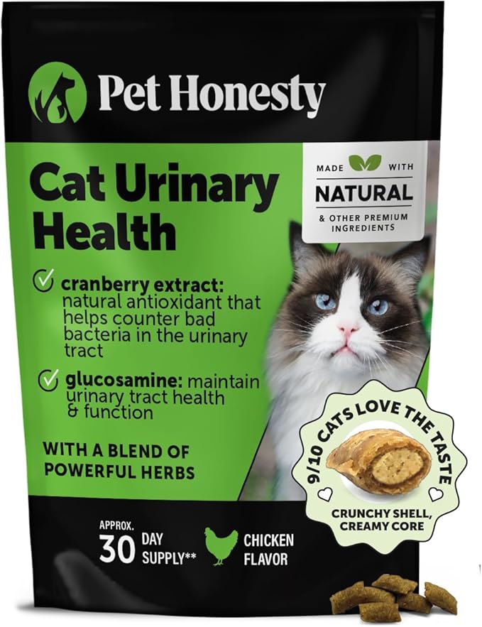 Cat Urinary Tract Health Crunchy & Creamy Chews - Promotes Healthy Digestion & Normal Bladder Function with Cranberry, Antioxidants, & Probiotics - Gut + Bladder Support Supplement (30 Day Supply)-Mewly Pet