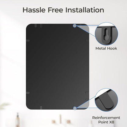 USHOWER Black Bathroom Mirror for Over Sink 22 x 30 Inch, Matte Black Rectangle Mirror for Wall, Rounded Metal Frame Vanity Mirror