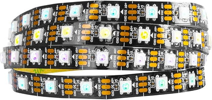 BTF-LIGHTING WS2812B IC RGB 5050SMD Pure Gold Individual Addressable LED Strip 3.28FT 60LED 60Pixel/m Flexible Full Color IP30 DC5V for DIY Chasing Color Project(No Adapter or Controller)