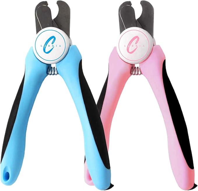 Pet Nail Clippers, Stainless Steel, Ergonomic Non Slip Design, Safe Home Pet Grooming for Cats and Dogs (Pink)-Mewly Pet