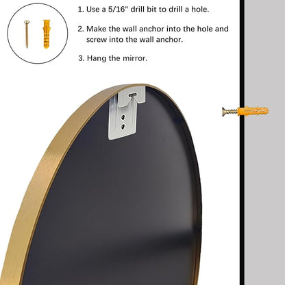 Round Gold Mirror, 28 inch Round Mirror, Circle Bathroom Mirrors Metal Frame, Wall Mounted Circle Mirrors for Bathroom, Living Room, Hallway, Farmhouse.
