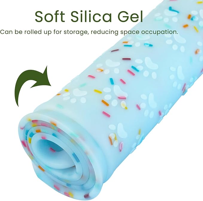 Ptlom Dog Food Mat Anti-Slip Dog Bowl Mats for Food and Water, Waterproof Pet Placemat Prevents Messy Spill to Floor, Silicone Puppy Feeding Tray for Small, Medium and Large Dogs Cats, Blue-Mewly Pet