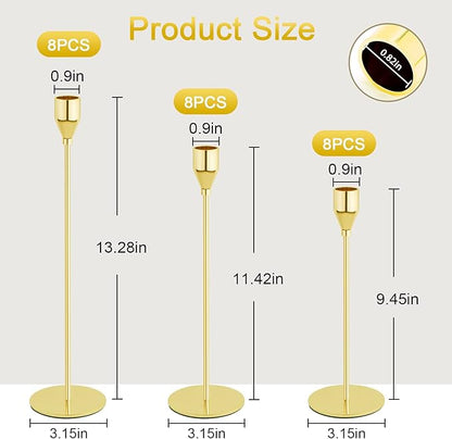 Gold Candlestick Holder Set of 24 for Taper Candles, Decorative Candle Holders Bulk Candle Stick Holders Taper Candle Holders for Table Centerpiece Wedding Dinning Party Anniversary Home Decor