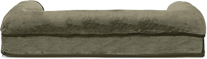 FurHaven Soft, Orthopedic Foam Sofa Dog Bed with Washable & Removable Cover - Faux Fur/Velvet - Dark Sage, Dogs Up to 35 lbs - Medium-Mewly Pet