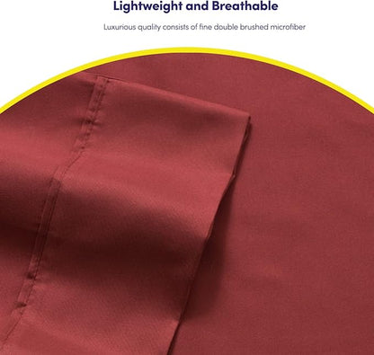 Twin XL Size Bed Sheets - 4 Piece 1500 Supreme Collection Fine Brushed Microfiber Deep Pocket Twin X-Large Sheet Set Bedding - 1 EXTRA PILLOW CASES, GREAT VALUE, Twin XL, Burgundy