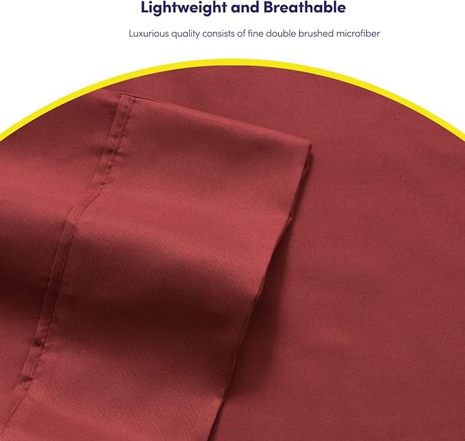 Full Size Bed Sheets - 6 Piece 1500 Supreme Collection Fine Brushed Microfiber Deep Pocket Full Sheet Set Bedding - 2 Extra Pillow Cases, Great Value, Full, Burgundy