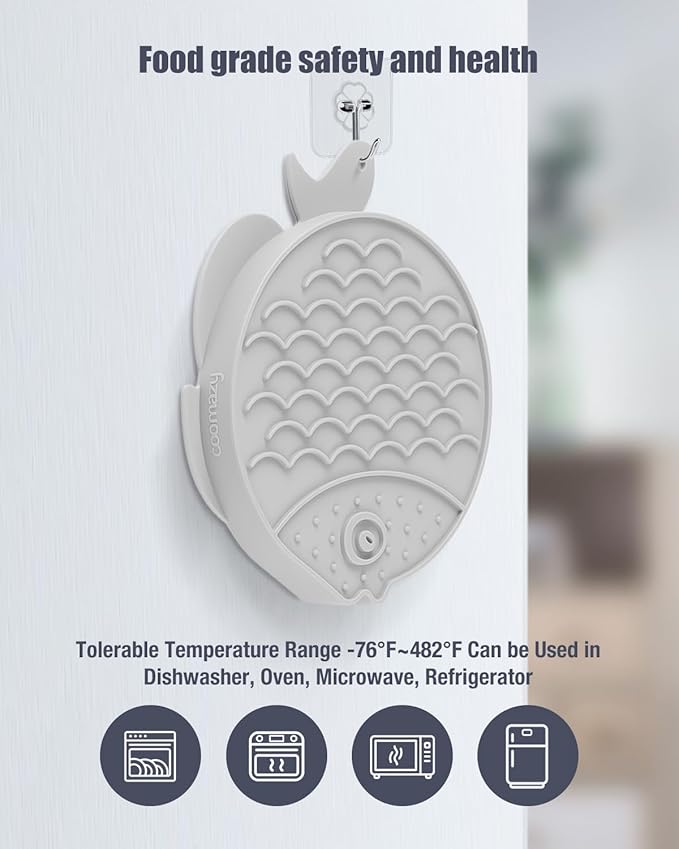 Coomazy 2-in-1 Silicone Slow Feeder Dog Cat Bowls, Interactive Puzzle Toy for Pets Dry/Wet Food Training, Keeps Dogs Cats Busy, Prevents Puppy Kitty Overeating (Smoky Gray, 1.2 Cup)-Mewly Pet