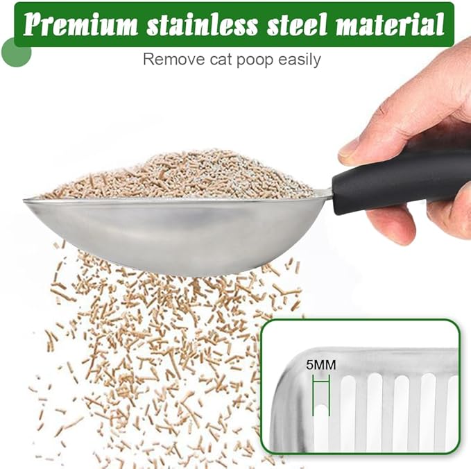 Cat Litter Scoop -Metal Cat Litter Scoop-Sturdy Mesh Scooper - Mesh Shovel-Easy to Clean - Suitable for Cat Litter Box -Black-Mewly Pet