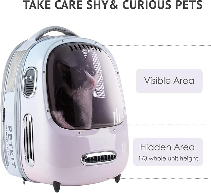 PETKIT Cat Backpack Carrier with Inbuilt Fan & Light, Airline-Approved Pet Backpack Bubble for Kitty Small Dog, Detachable Dog Backpack with Padded Strap for Travel, Hiking, Walking & Outdoor-Mewly Pet