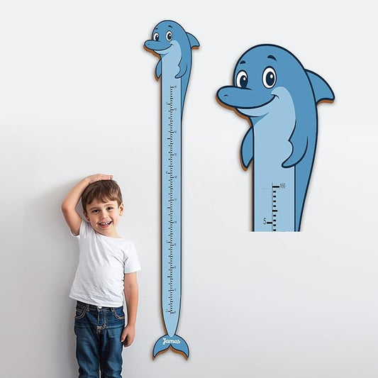 Personalized Growth Chart for Wall, Wooden Height Chart for Kids, Cute Height Measurement for Child/Girls/Boys, Baby and Toddler's Playroom/Kid's Room/Nursery Decor, Dolphin