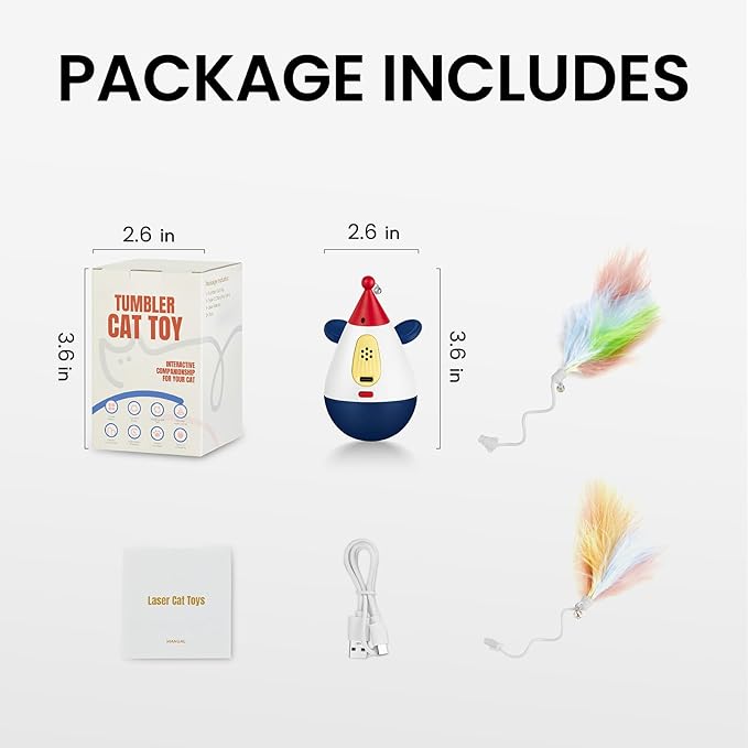 Laser Cat Toys for Indoor Cats, Automatic Interactive Cat Toy, Rechargeable 360° Auto-Spin Self-Balancing Laser Pointer with Catnip Hole & Feather, 3-Speed Random Trajectories for Bored Cats-Mewly Pet