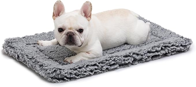 Stoutwool Indestructible Dog Bed - Fluffy Chew Proof Dog Crate Pad - Tough Kennel Pad for Aggressive Chewers - Washable, Ideal for Medium Breeds & Fits 30-Inch Crate - 29"x18", Charcoal-Mewly Pet