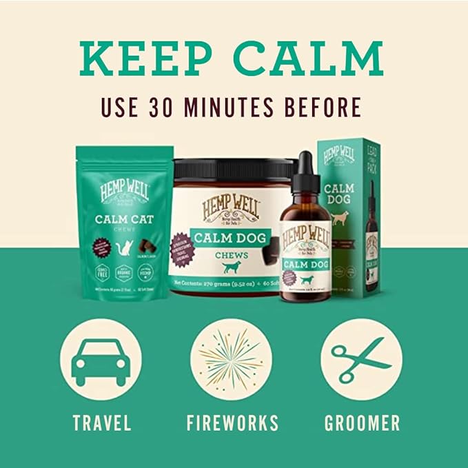 Hemp Well Calm Cat Soft Chews - Anxiety & Stress Relief Formula, Organic Ingredients, Soothes & Relaxes, Improves Behavior, 60 Count-Mewly Pet