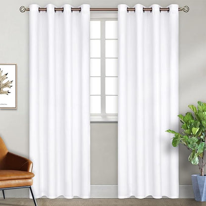 BGment Room Darkening Curtains for Bedroom - Grommet Thermal Insulated Window Treatments Light Blocking Curtains for Living Room, Set of 2 Panels, Each 55 x 96 Inch, Pure White