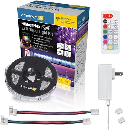 Armacost Lighting 423500 RibbonFlex Home 16ft. RGB+W Smart LED Tape Light Kit, Multi-Color and White