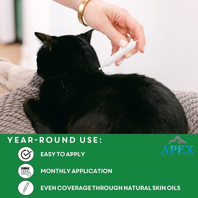 Apex Plus Cat Flea and Tick Treatment | 6-Month Supply, Over 1.5 lbs | Flea Treatment for Cats & Kittens | 24-Hour Activation, Waterproof, 30-Day Protection-Mewly Pet