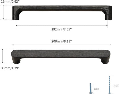 Black Round 7-1/2in 2 Pcs Wooden Drawer Pulls Handle for Cabinets Kitchen Drawer Cabinet Door Pull